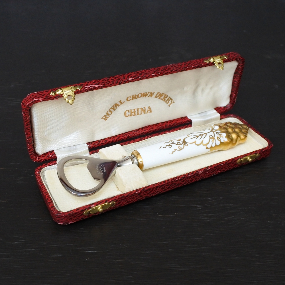 Vintage Royal Crown Derby Vine Gold Grape Porcelain Handle Bottle Opener